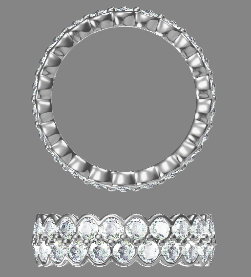 Two Souls — Sterling Silver Double-Row Lab-Grown Diamond Ring — hallmarked S925 sterling silver, numbered piece | LOTTEDS
