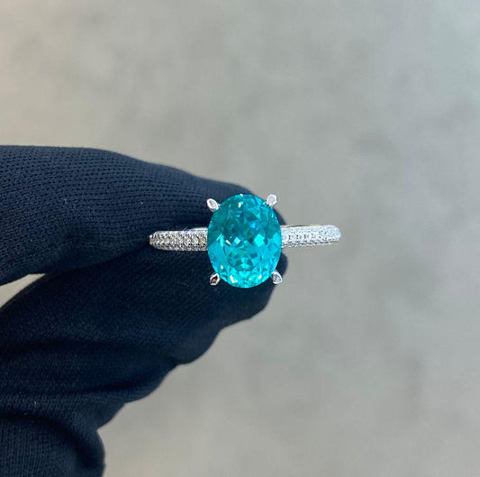Ocean Light — Sterling Silver Paraiba-Colour Gemstone Ring — hallmarked S925 sterling silver, numbered piece | LOTTE — view 1