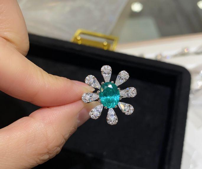 Ocean Light — Sterling Silver Paraiba-Colour Gemstone Ring — hallmarked S925 sterling silver, numbered piece | LOTTE — view 3