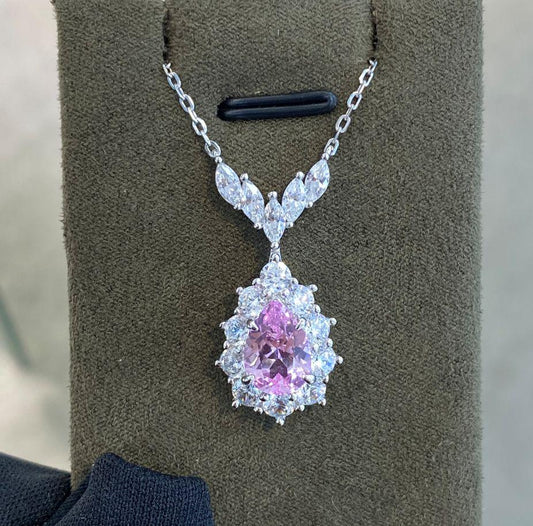 Blush Promise — Sterling Silver Morganite Pendant Necklace — hallmarked S925 sterling silver, numbered piece | LOTTE — view 1