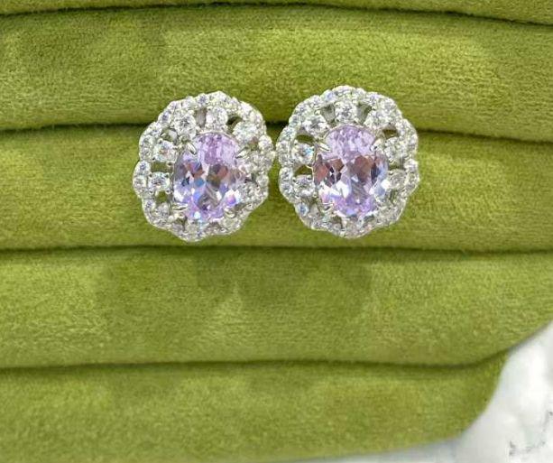 Twin Light — Sterling Silver Coloured Gemstone Earrings — hallmarked S925 sterling silver, numbered piece | LOTTEDS — view 1