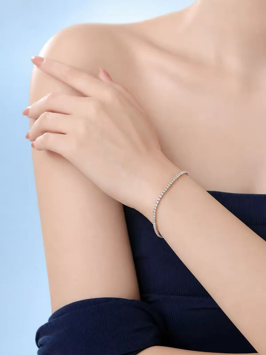 Always Yours — Sterling Silver Lab-Grown Diamond Tennis Bracelet — hallmarked S925 sterling silver, numbered piece | LOTTEDS